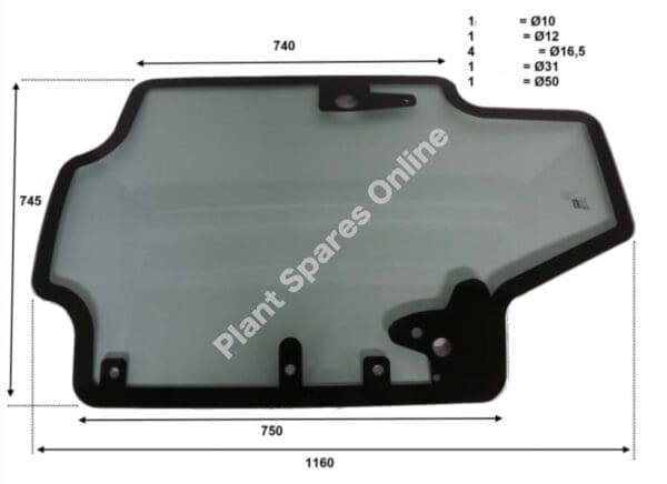 Vitre avant pour chargeuse compacte New Holland 84344565