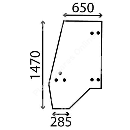 Linkes Türglas für JCB 3CX